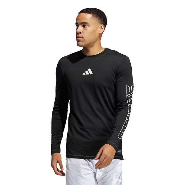 Black Men's Adidas FB Hype Long Sleeve T Shirts | 3169048-TF