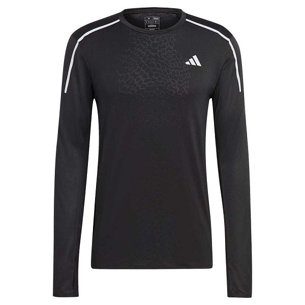 Black Men's Adidas Fast Long Sleeve T Shirts | 6731528-YA