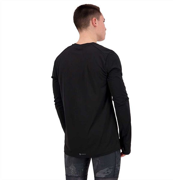 Black Men's Adidas Fast Long Sleeve T Shirts | 6731528-YA