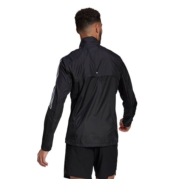 Black Men's Adidas Marathon 3 Stripes Jackets | 4389571-QE