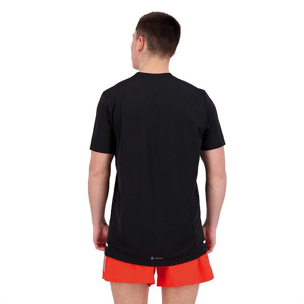 Black Men's Adidas Own The Run Cooler Short Sleeve T Shirts | 3641709-FR