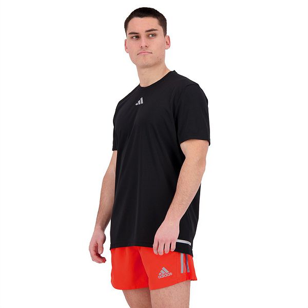 Black Men's Adidas Own The Run Cooler Short Sleeve T Shirts | 3641709-FR