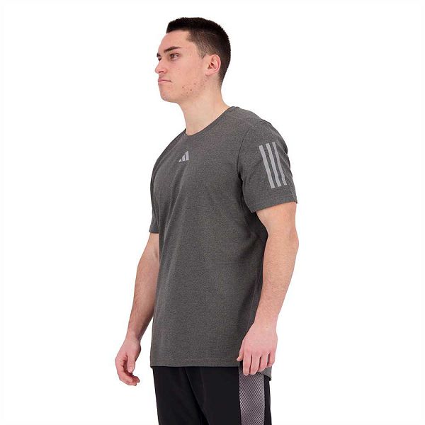 Black Men's Adidas Own The Run Heather Short Sleeve T Shirts | 9368451-FN