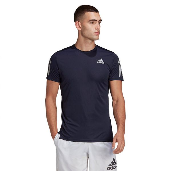 Black Men's Adidas Own The Run Short Sleeve T Shirts | 5914278-TJ