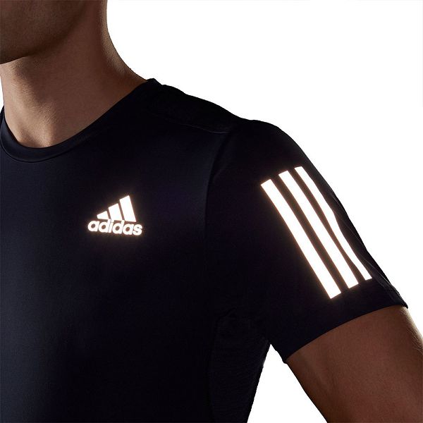 Black Men's Adidas Own The Run Short Sleeve T Shirts | 5914278-TJ