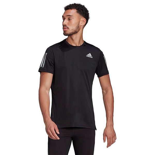 Black Men's Adidas Own The Run Short Sleeve T Shirts | 7643152-DI