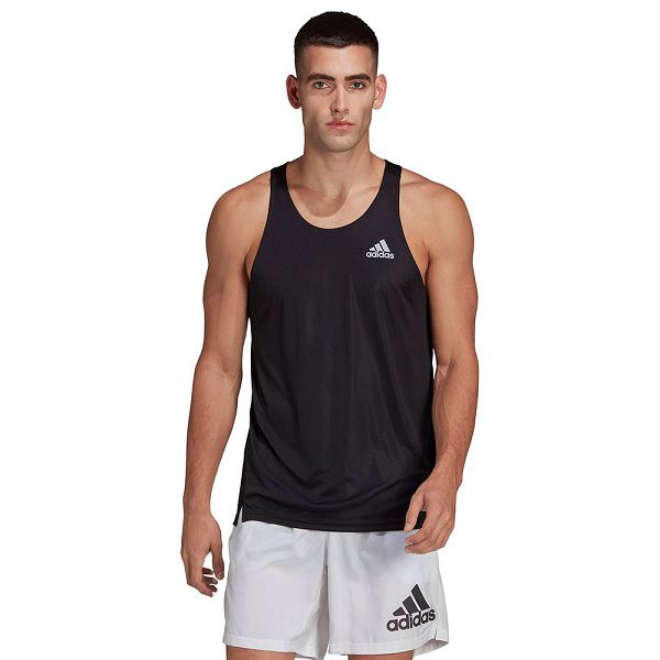 Black Men's Adidas Own The Run Sleeveless T Shirts | 6538942-OJ