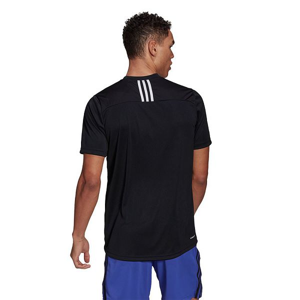 Black Men's Adidas Primeblue Designed To Move Sport 3 Stripes Short Sleeve T Shirts | 8971356-YI