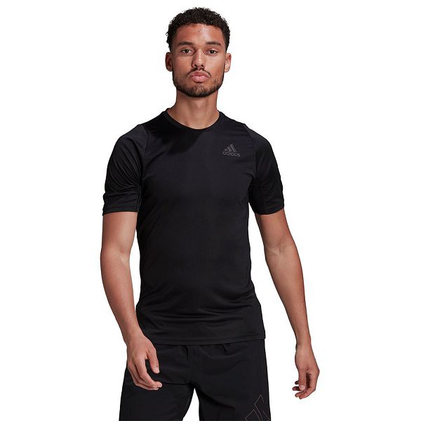 Black Men's Adidas Run Icon 3 Bars Short Sleeve T Shirts | 5942168-IW