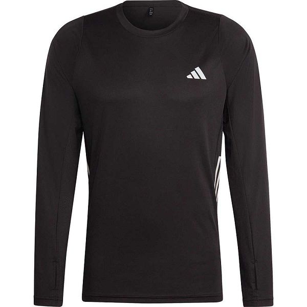 Black Men's Adidas Run Icons 3S Long Sleeve T Shirts | 2378649-LD