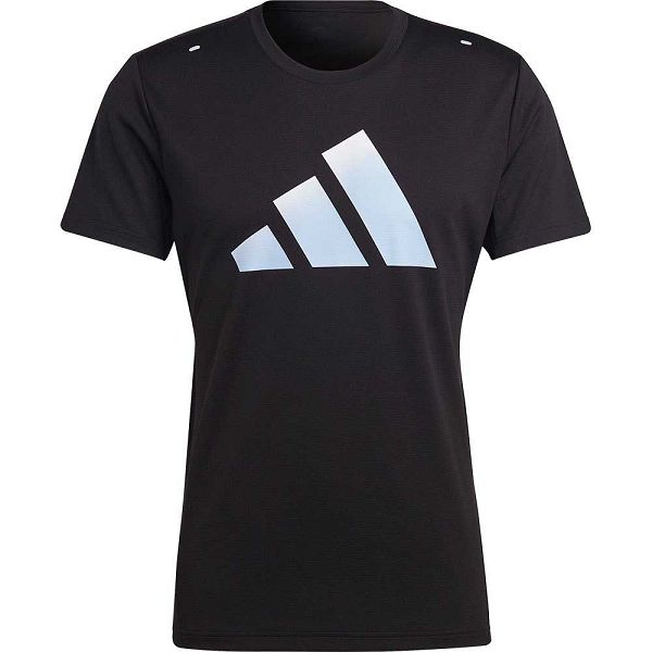 Black Men's Adidas Run Icons 3 Bar Short Sleeve T Shirts | 5642018-NU