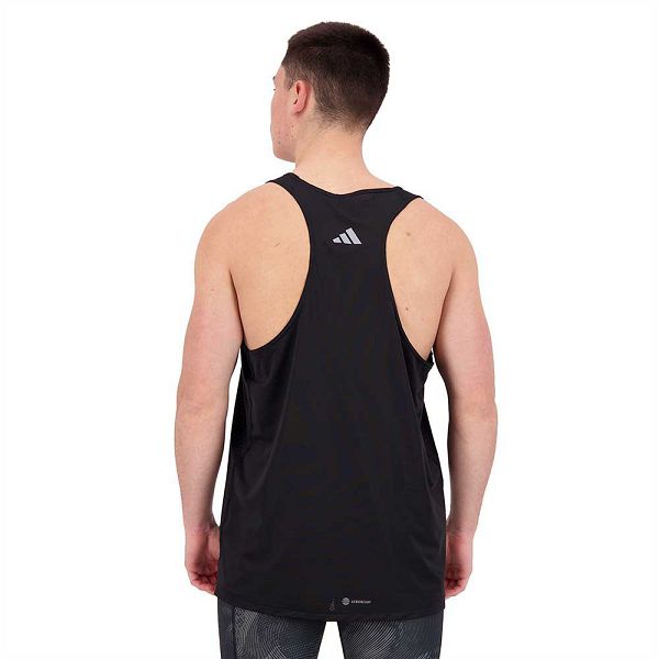 Black Men's Adidas Run Icons Sleeveless T Shirts | 5487613-AZ