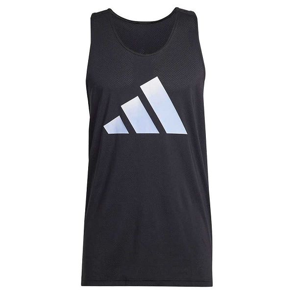 Black Men's Adidas Run Icons Sleeveless T Shirts | 5487613-AZ