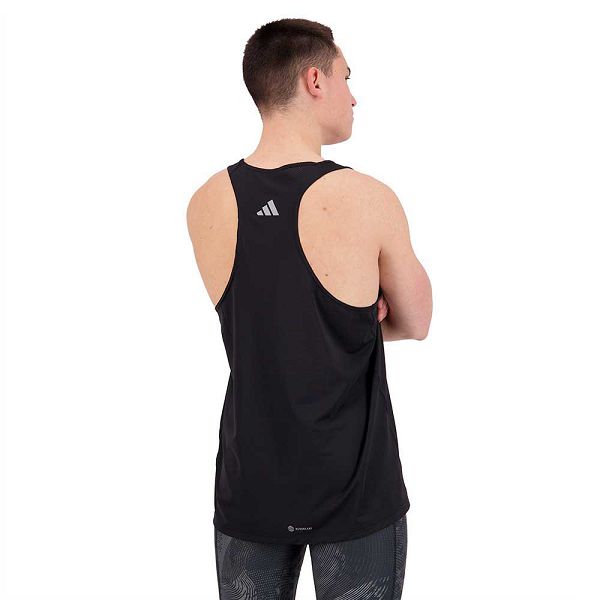 Black Men's Adidas Run Icons Sleeveless T Shirts | 5487613-AZ