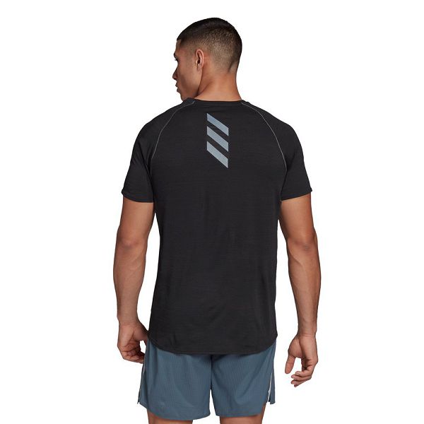 Black Men's Adidas Runner Short Sleeve T Shirts | 5876192-IH