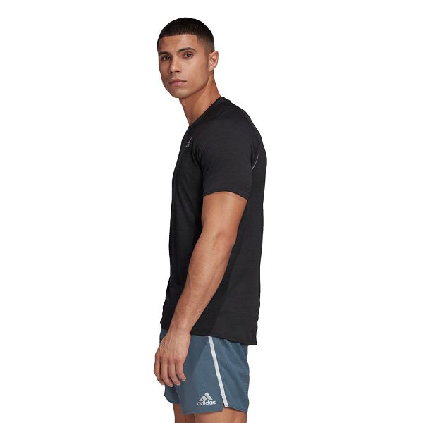 Black Men's Adidas Runner Short Sleeve T Shirts | 5876192-IH