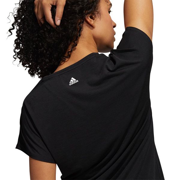 Black Women's Adidas 3 Bar Short Sleeve T Shirts | 9607821-HI