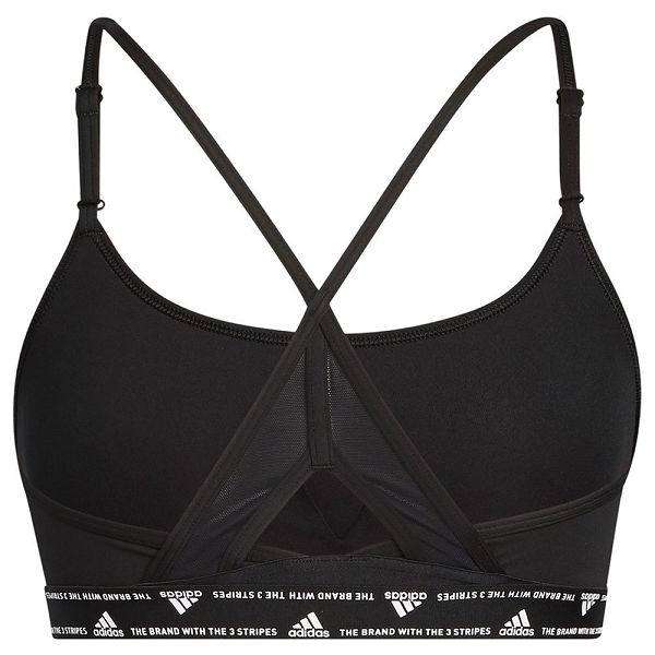 Black Women's Adidas Aero 3 Stripes Sports Bra | 0981267-WQ