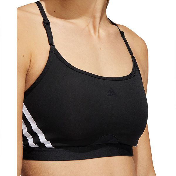 Black Women's Adidas Aero 3 Stripes Sports Bra | 0981267-WQ