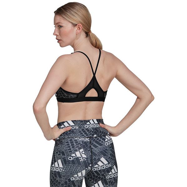 Black Women's Adidas Aeroreact Light-Support Printed Sports Bra | 2805137-TB