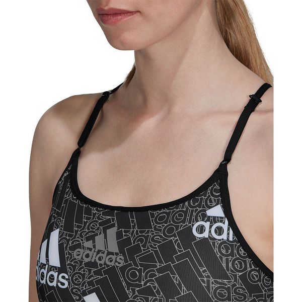 Black Women's Adidas Aeroreact Light-Support Printed Sports Bra | 2805137-TB