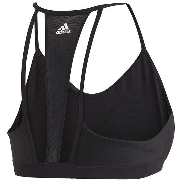 Black Women's Adidas All Me 3 Stripes Mesh Sports Bra | 3061429-CK