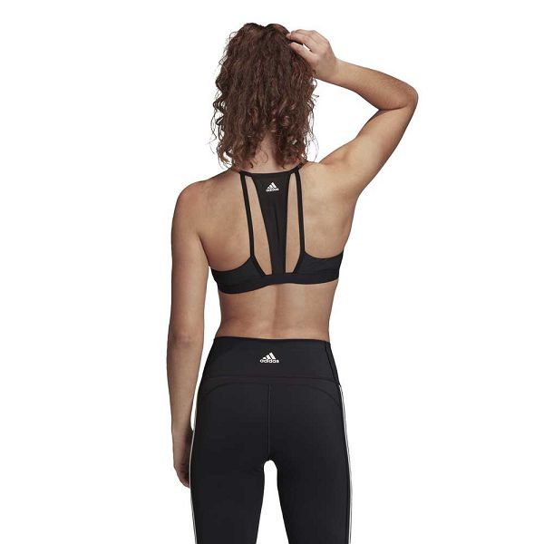 Black Women's Adidas All Me 3 Stripes Mesh Sports Bra | 3061429-CK