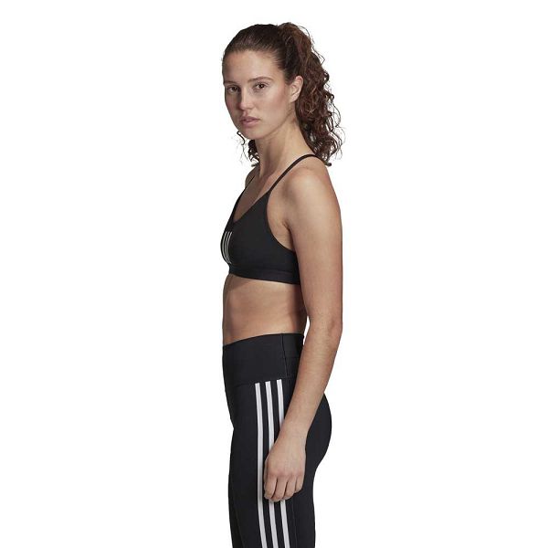 Black Women's Adidas All Me 3 Stripes Mesh Sports Bra | 3061429-CK