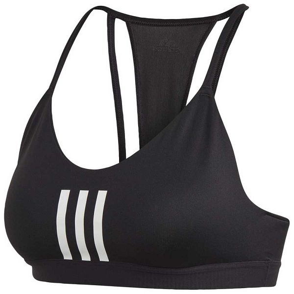 Black Women\'s Adidas All Me 3 Stripes Mesh Sports Bra | 3061429-CK