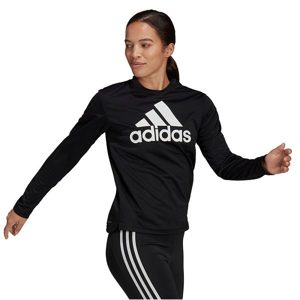 Black Women\'s Adidas BL Long Sleeve T Shirts | 5742936-IC