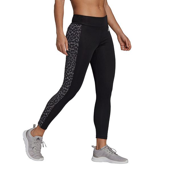 Black Women\'s Adidas Designed 2 Move Aeroready Leopard Print 7/8 Leggings | 2890356-PJ