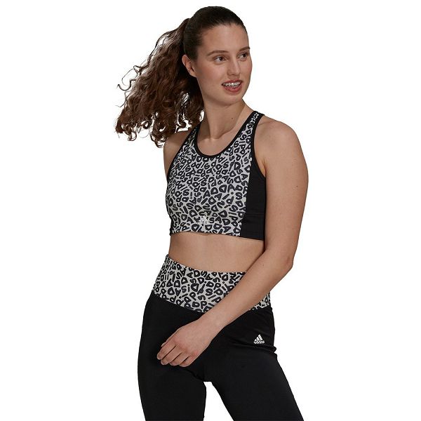 Black Women's Adidas Farm Crop Top Sports Bra | 9135876-AJ