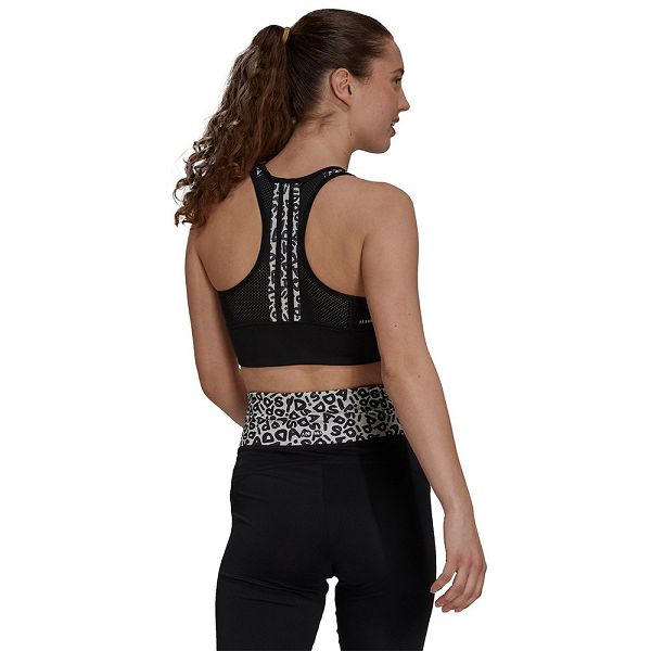 Black Women's Adidas Farm Crop Top Sports Bra | 9135876-AJ