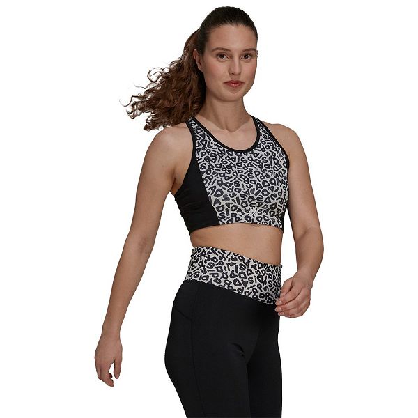 Black Women's Adidas Farm Crop Top Sports Bra | 9135876-AJ