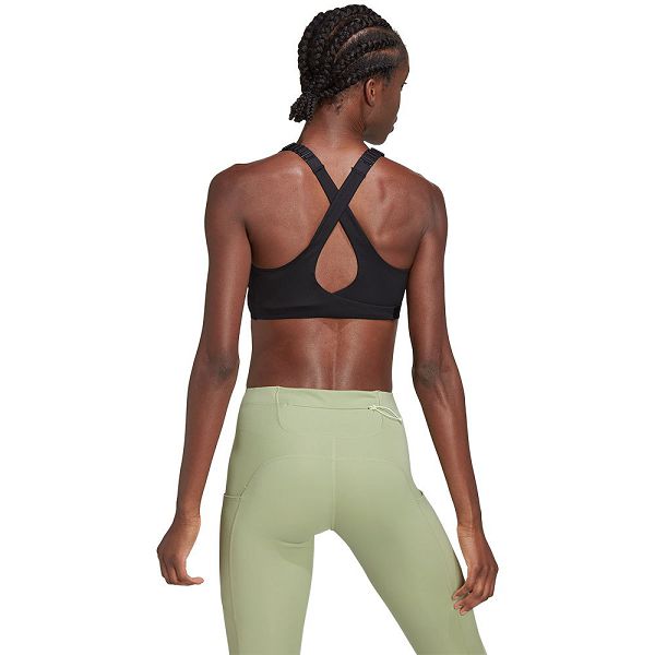 Black Women's Adidas Fast L RU HS Sports Bra | 5204897-AW