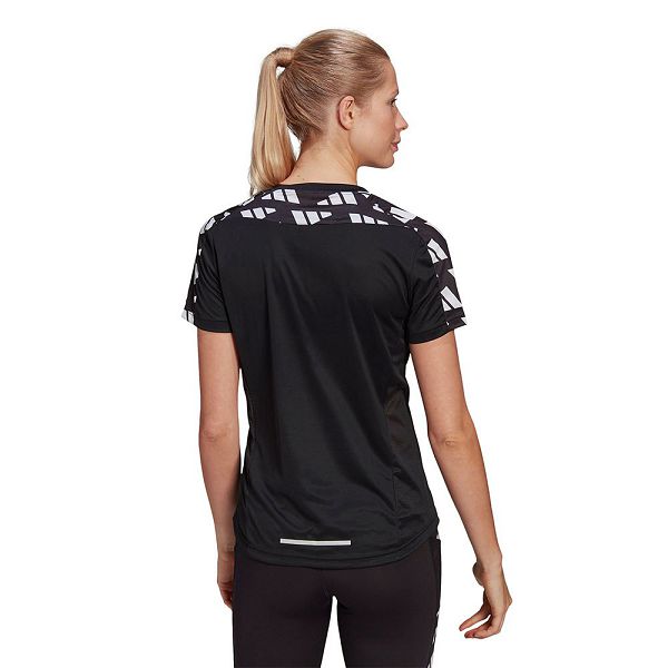 Black Women's Adidas Own The Run Celebration Short Sleeve T Shirts | 6529307-WT