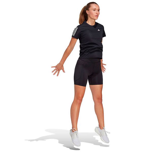 Black Women's Adidas Own The Run Short Sleeve T Shirts | 2864971-GT