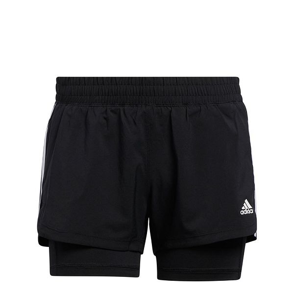 Black Women's Adidas Pacer 3 Stripes Woven 2 In 1 Short Pants | 6102847-WR