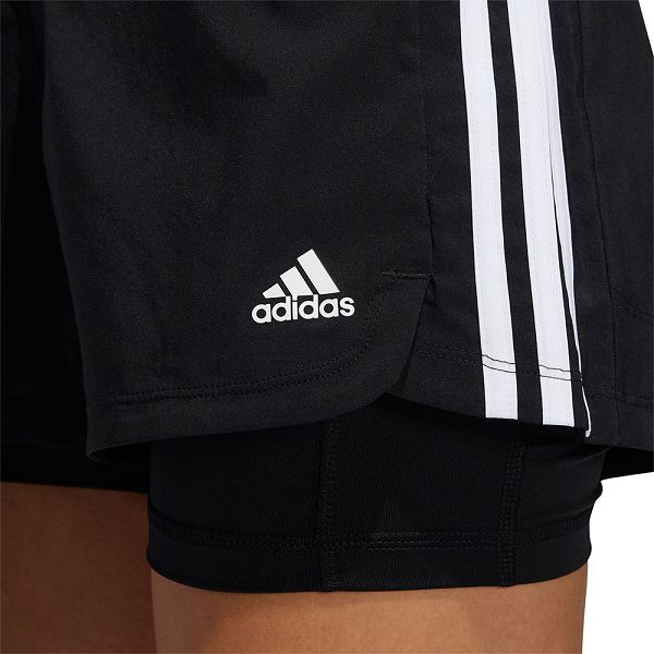 Black Women's Adidas Pacer 3 Stripes Woven 2 In 1 Short Pants | 6102847-WR