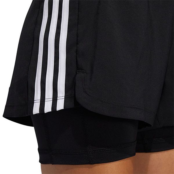 Black Women's Adidas Pacer 3 Stripes Woven 2 In 1 Short Pants | 6102847-WR