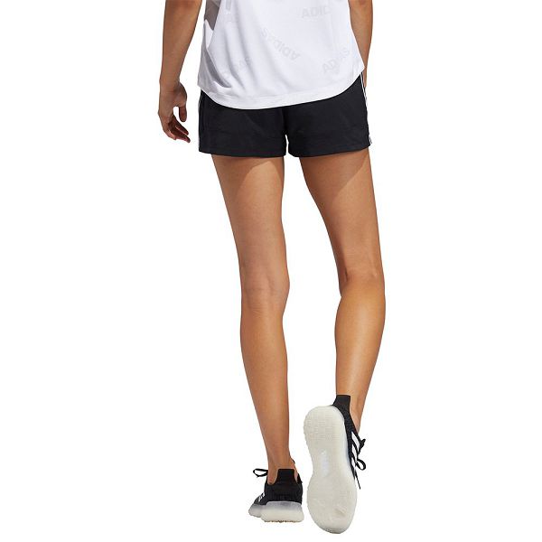 Black Women's Adidas Pacer 3 Stripes Woven Shorts Pants | 9351068-BE