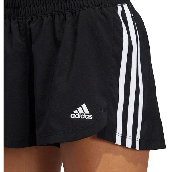 Black Women's Adidas Pacer 3 Stripes Woven Shorts Pants | 9351068-BE