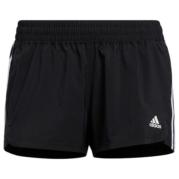 Black Women\'s Adidas Pacer 3 Stripes Woven Shorts Pants | 9351068-BE