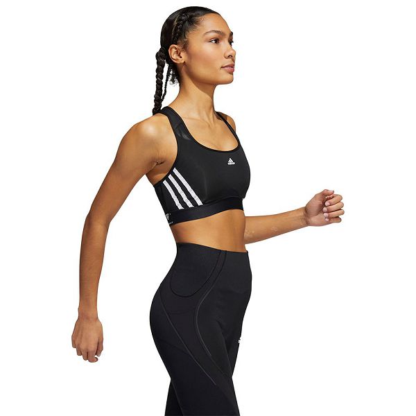 Black Women's Adidas Power MS 3 Stripes Sports Bra | 1924608-OP