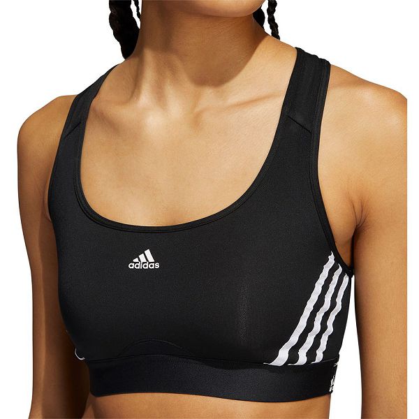 Black Women's Adidas Power MS 3 Stripes Sports Bra | 1924608-OP