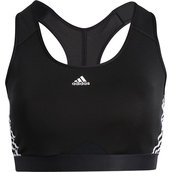 Black Women's Adidas Power MS 3 Stripes PS Big Sports Bra | 6208543-CB