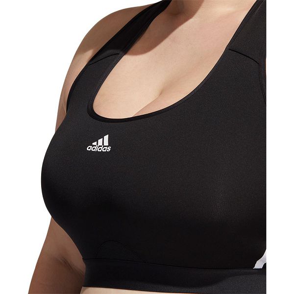 Black Women's Adidas Power MS 3 Stripes PS Big Sports Bra | 6208543-CB