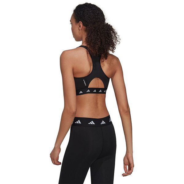 Black Women's Adidas Power Medium-Support Techfit Sports Bra | 0168794-ZT