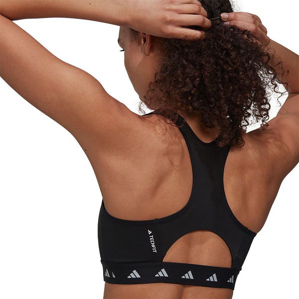 Black Women's Adidas Power Medium-Support Techfit Sports Bra | 0168794-ZT