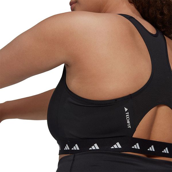 Black Women's Adidas Power Medium-Support Techfit Big Sports Bra | 4308917-SY